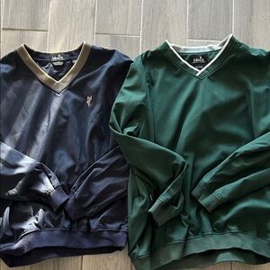 Ashworth Navy and Tan V-Neck Sweater